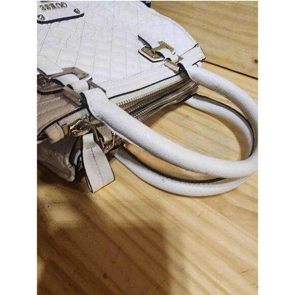 Guess White Vegan Leather Handbag Double Zipper Purse EST. 1982 LA - Picture 11 of 14